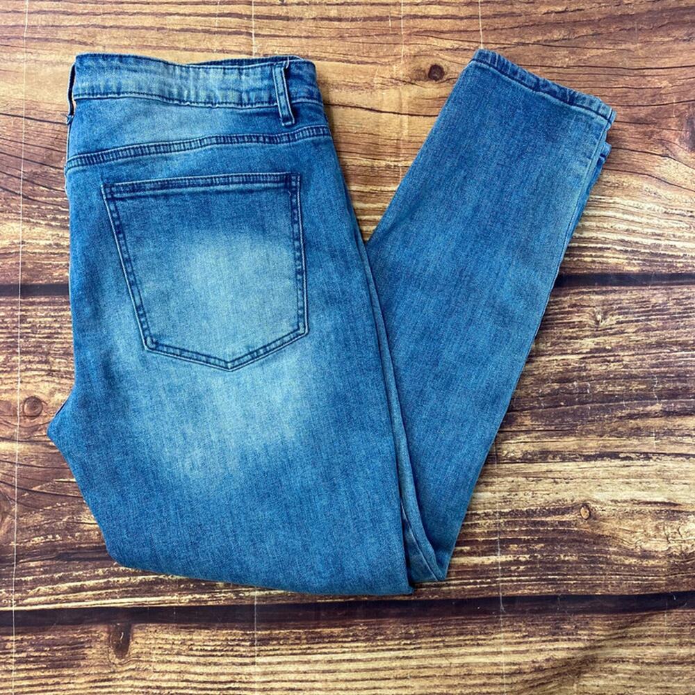 Fashion Nova Distressed Tapered Slim Jeans Men 40x30 Medium Wash Streetwear